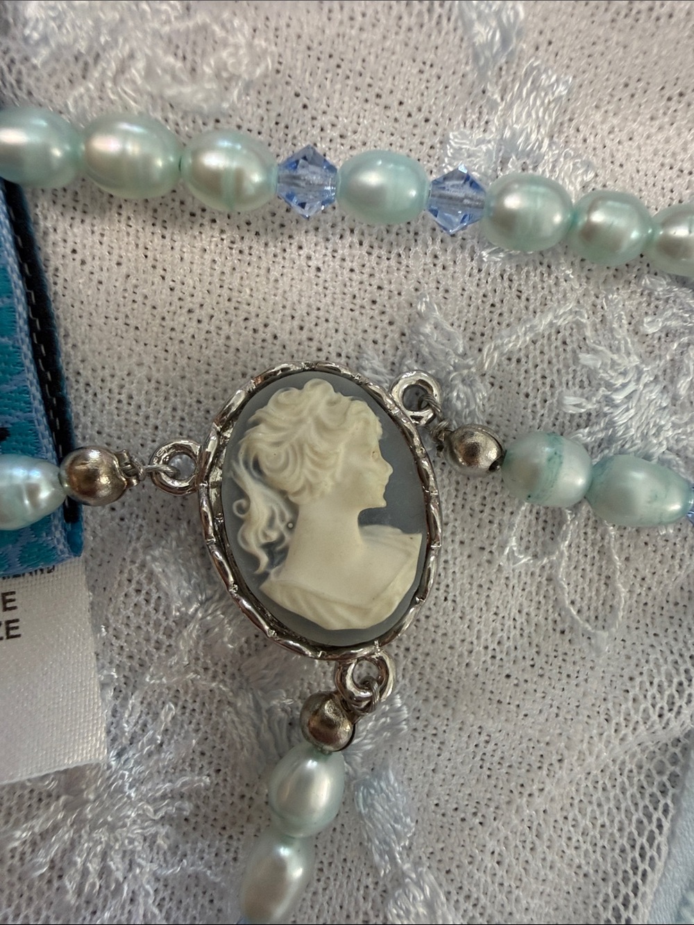 Blue pearl cameo G string